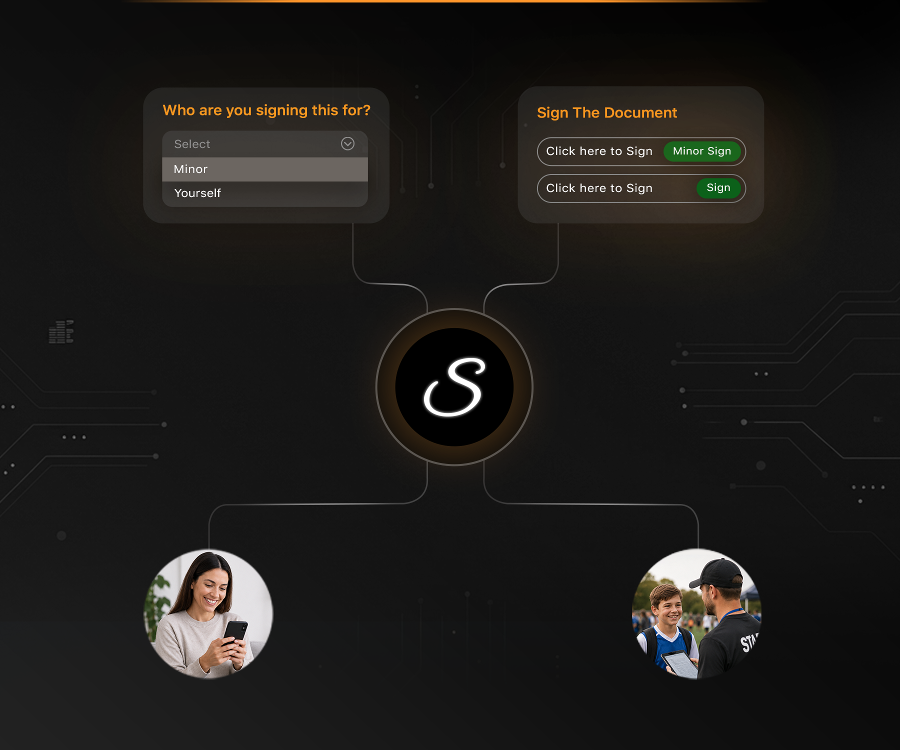 Parent completing digital consent form using mobile waiver signing