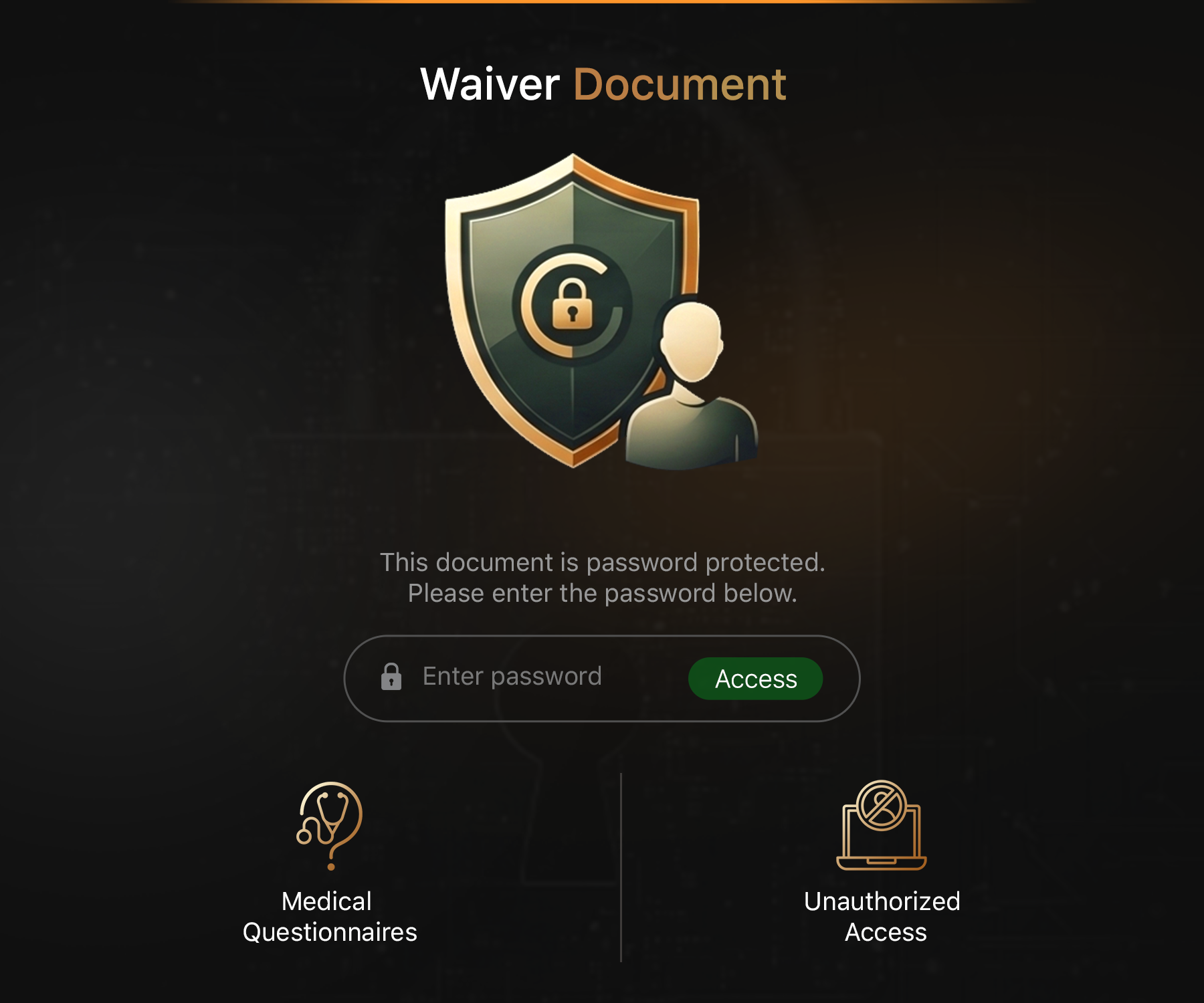 Password-protected digital waivers for sports clubs to securely manage participant data