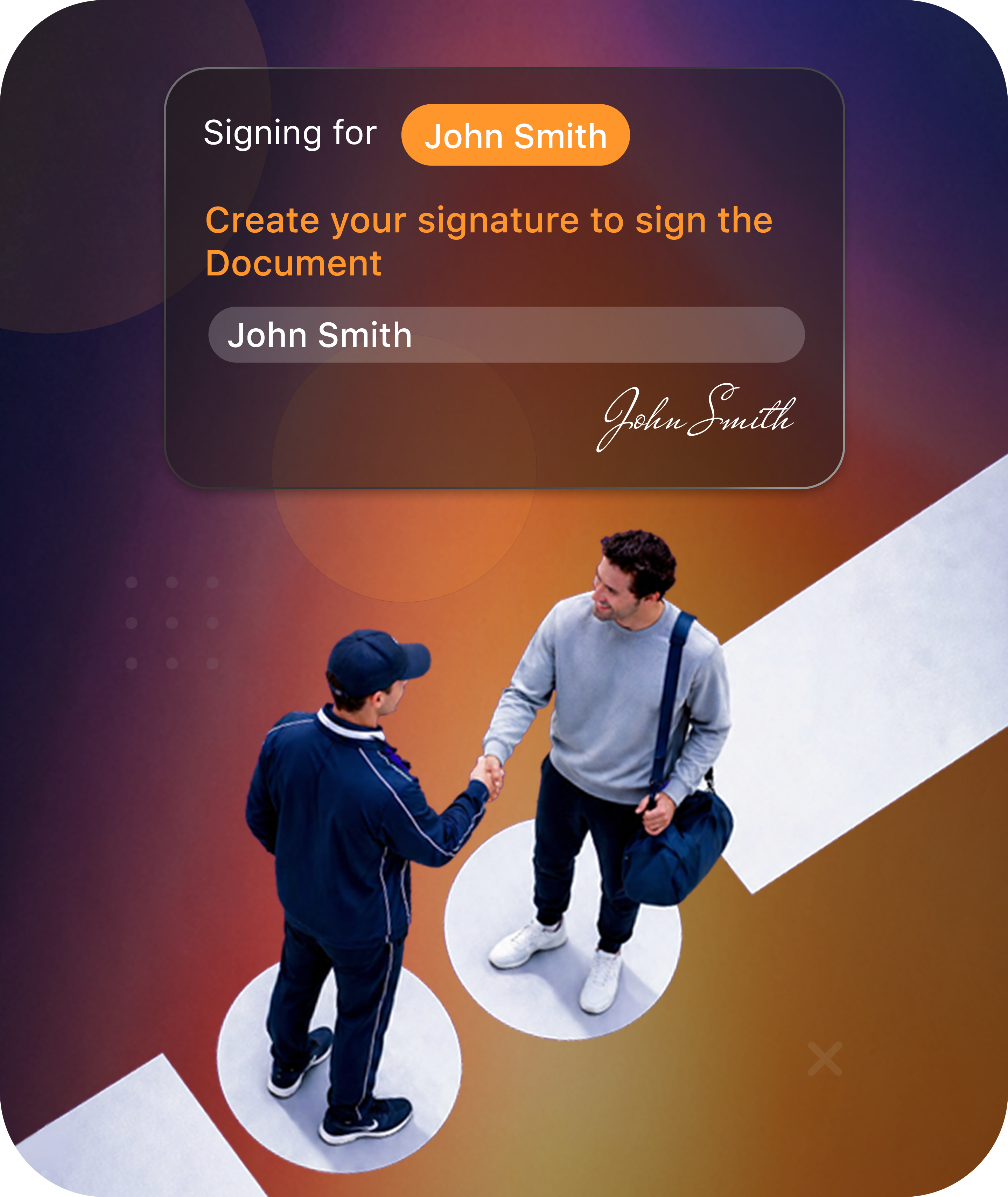 All-in-one contracts and agreements interface with mobile-friendly signing tools, participant name fields, and status tracking for secure documentation.