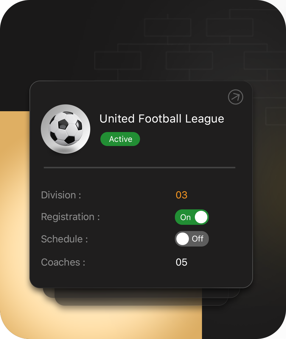League management software for organizations featuring tools for registration control, division setup, automated scheduling, and playoff tracking.
